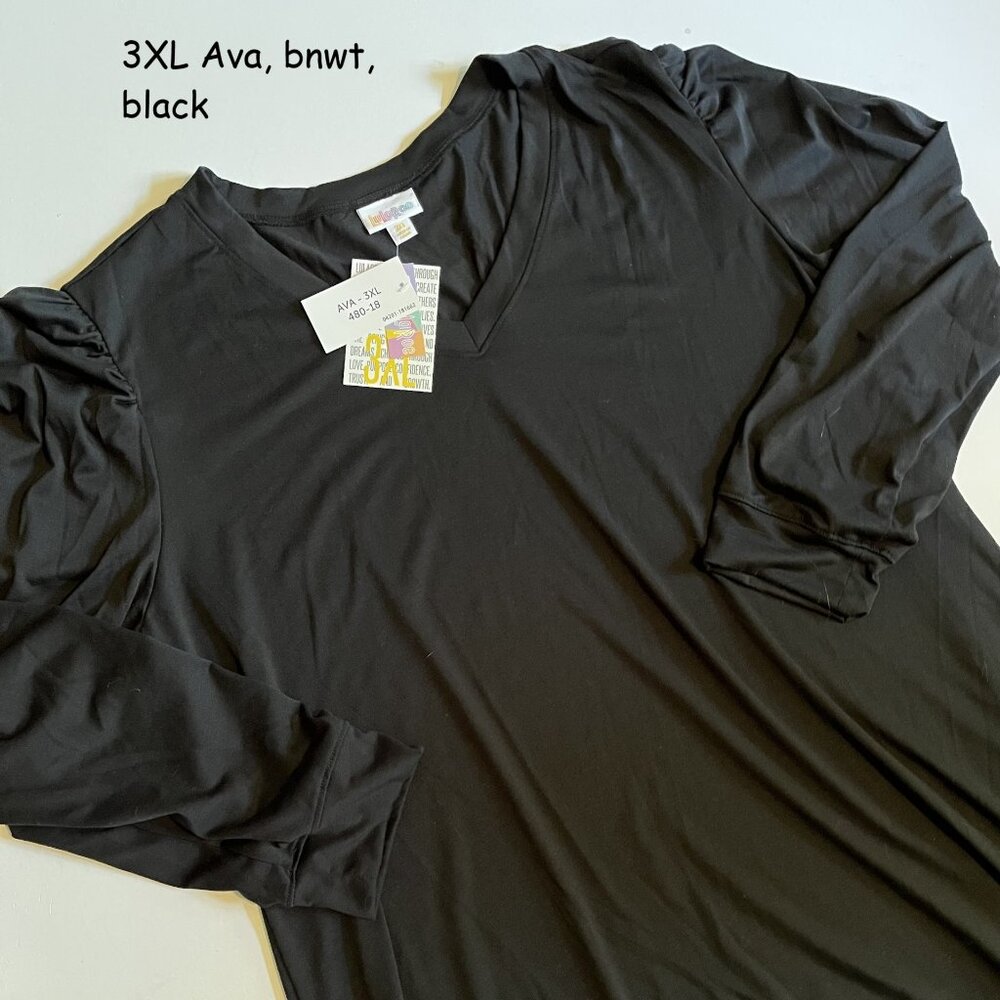 3XL Lularoe Ava mutton sleeve dress, solid black